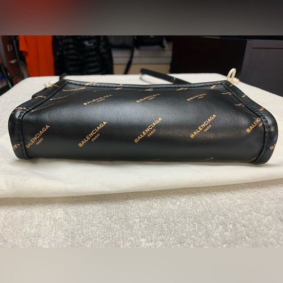 Balenciaga Allover Black Bazar Logo Pochette Shoulder Crossbody Bag - Picture 7 of 16